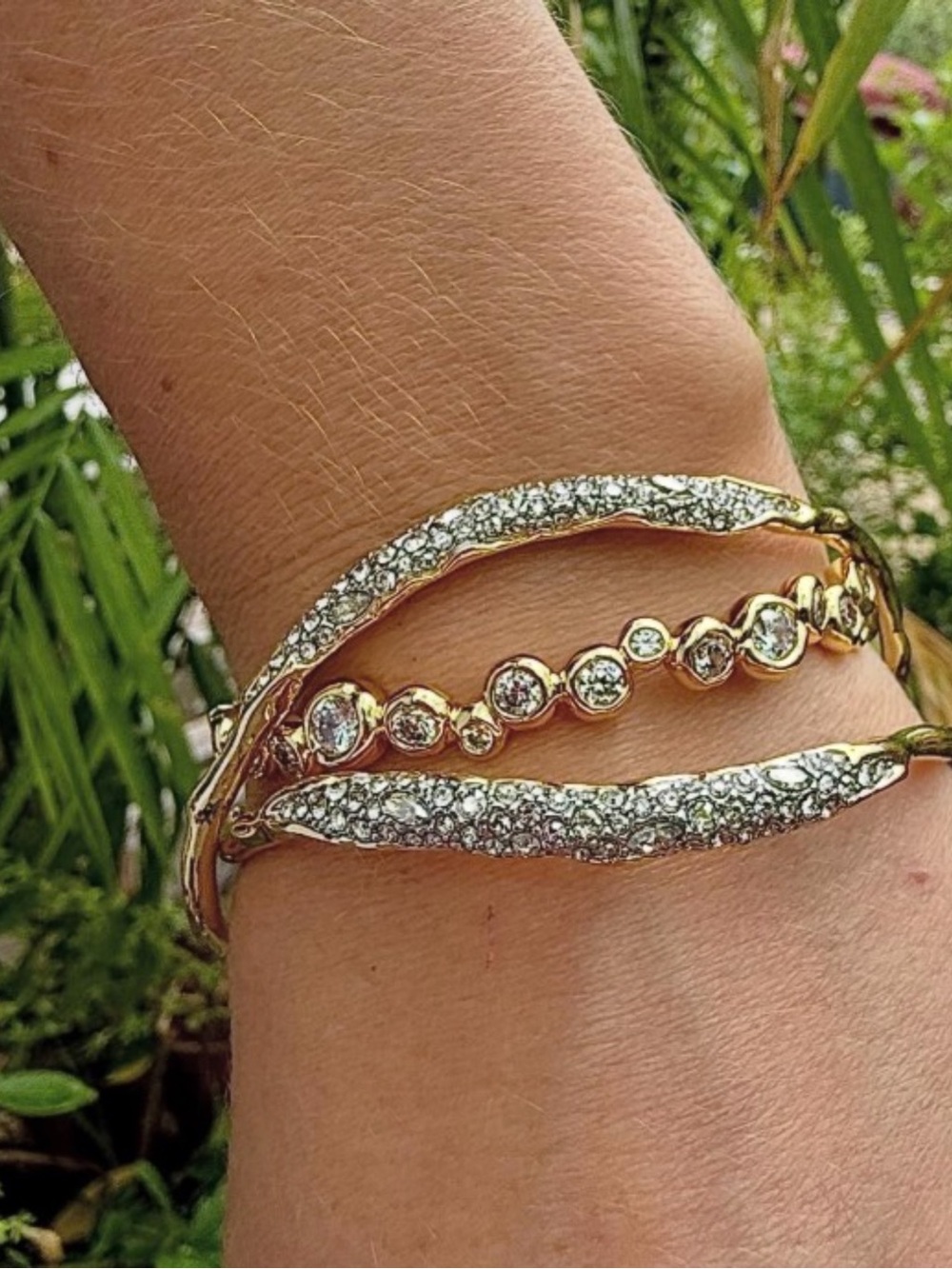 NEW Alexis Bittar Solanales Gold Crystal Skinny Bangle Bracelet SB01